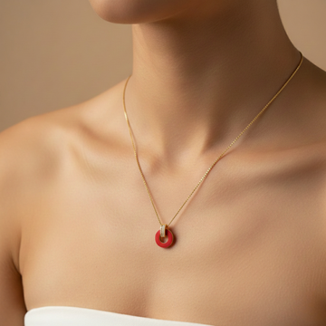 LIFESAVER RED CHIP WITH ZIRCONIA NECKLACE