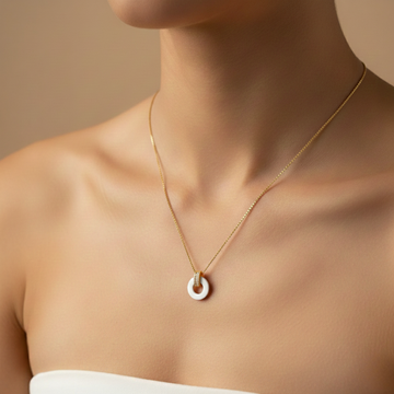 LIFESAVER WHITE CHIP WITH ZIRCONIA NECKLACE