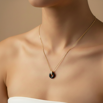 LIFESAVER BLACK CHIP WITH ZIRCONIA NECKLACE