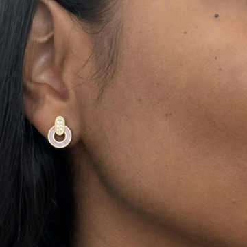 NEREIDA FONDANT PINK CHIP WITH ZIRCONIA EARRINGS