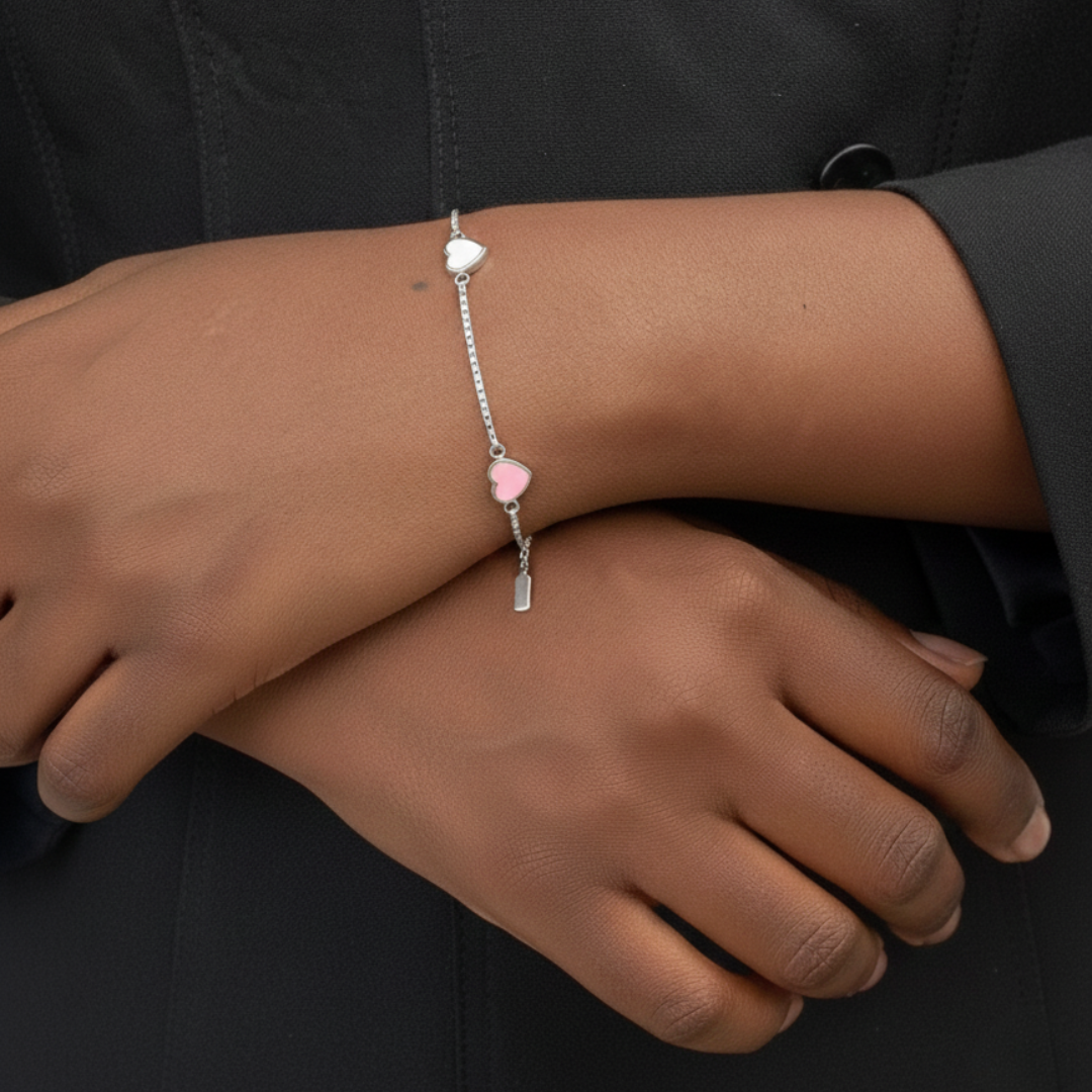 Amare Fondant Pink Trio Heart Bracelet 