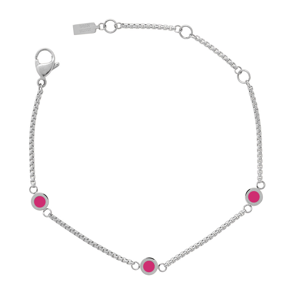 NEW WAVE STERLING SILVER CHAIN RASPBERRY 3 CHIP BRACELET