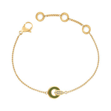 NEREIDA OLIVE GREEN CHIP BRACELET WITH ZIRCONIA