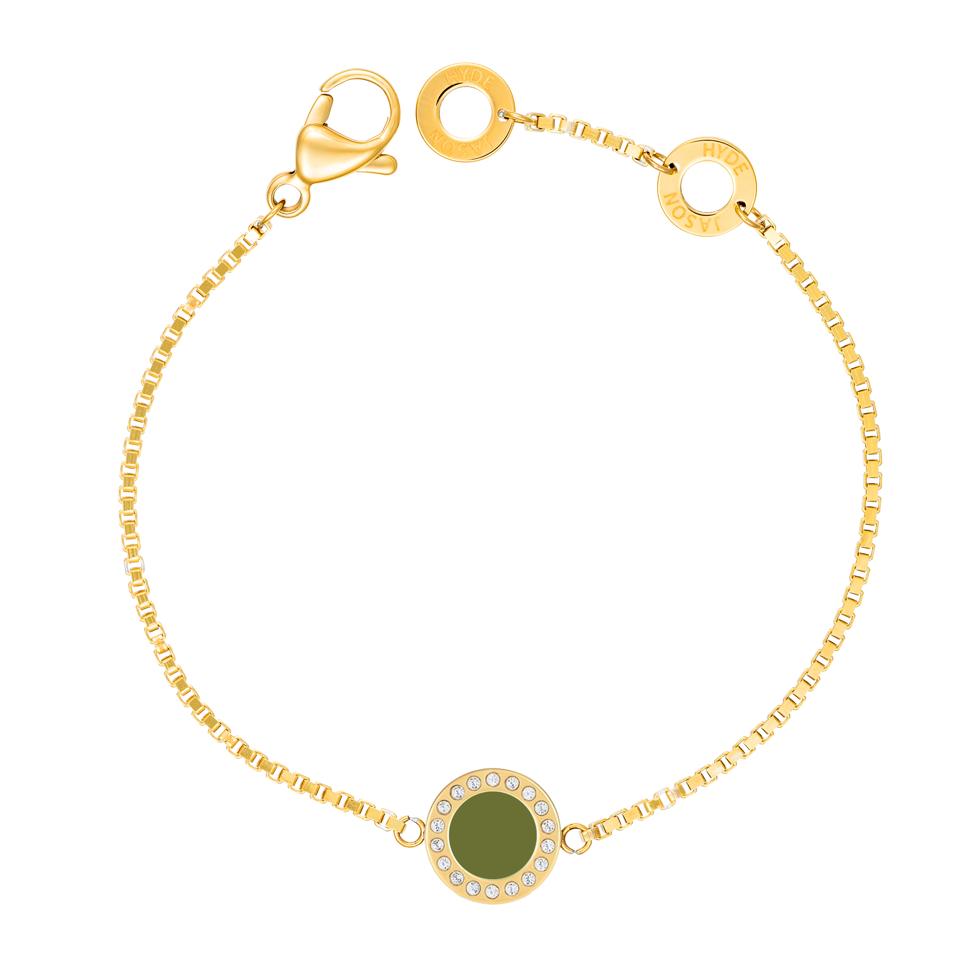 OLIVE GREEN CHIP WITH ZIRCONIA BRACELET