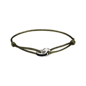 WEWA OLIVE GREEN CORD BLACK CHIP BRACELET