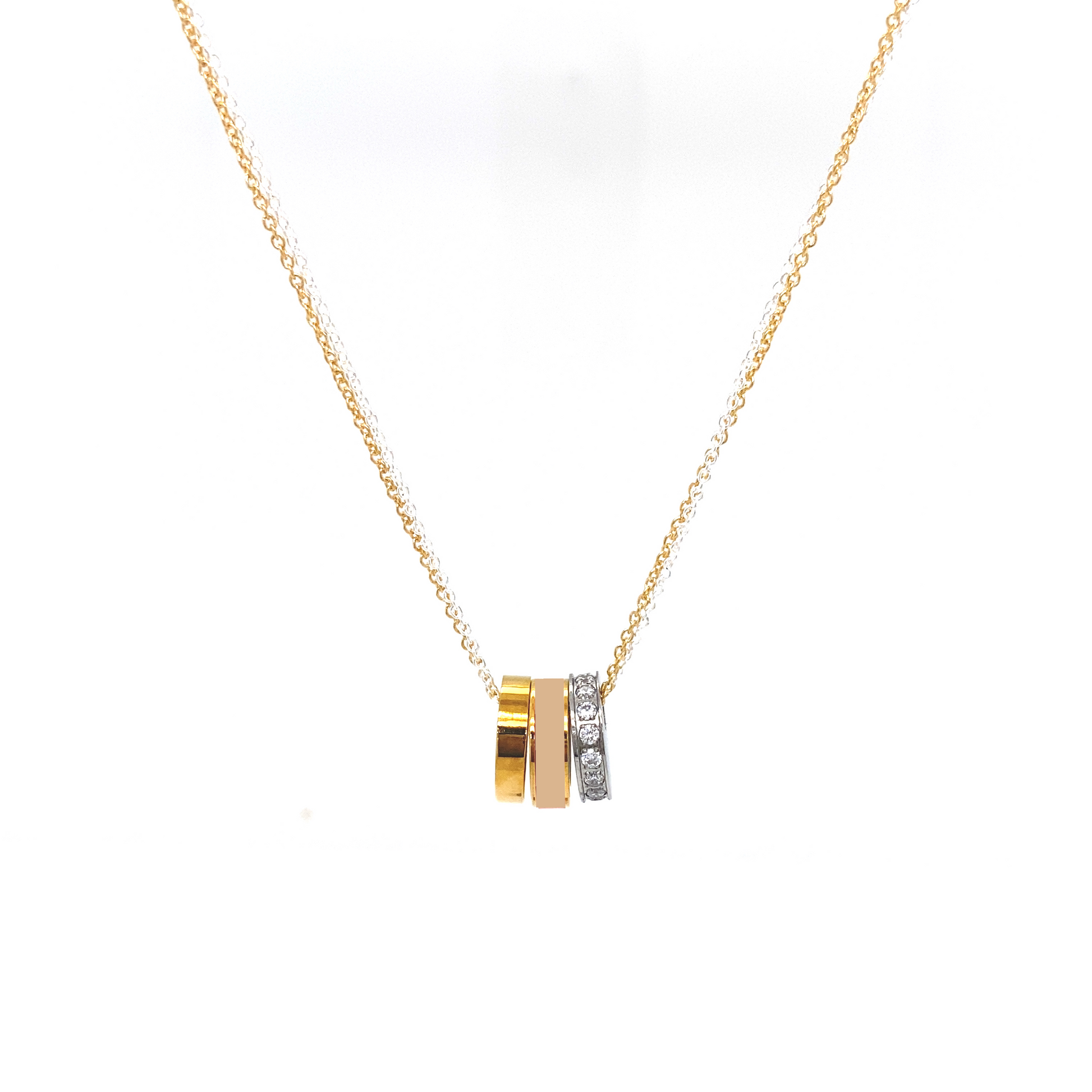 WEWA DOUBLE CHAIN 3 CHIPS BEIGE NECKLACE