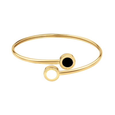 GOLDEN BANGLE WITH BLACK AND WHITE CHIPS 