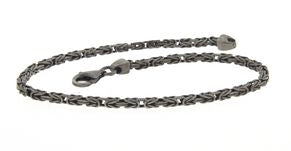 BRACELET ITALY MEN BIZANTINA CHAIN BURNISHED SILVER