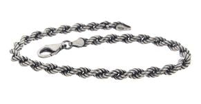 BRACELET ITALY MEN CABLE CHAIN BURNISHED SILVER