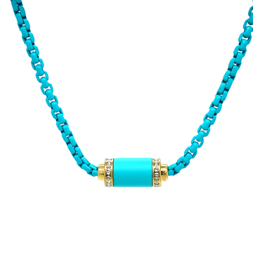 THALASSA TURQUOISE CHAIN TURQUOISE CHIP WITH ZIRCONIA NECKLACE