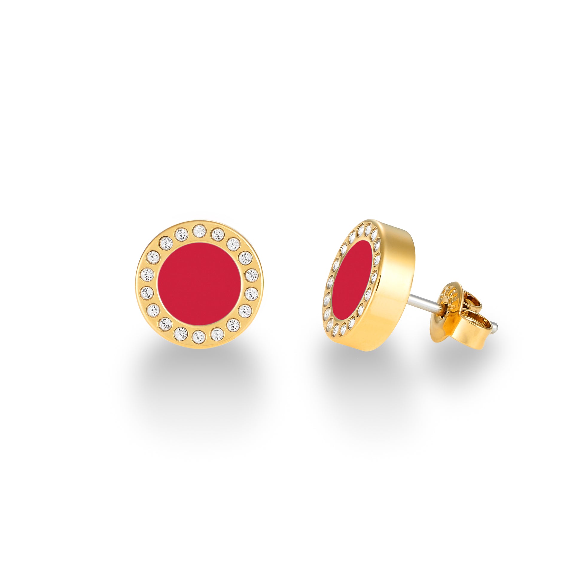 OCEAN RED CHIP WITH ZIRCONIA EARRINGS