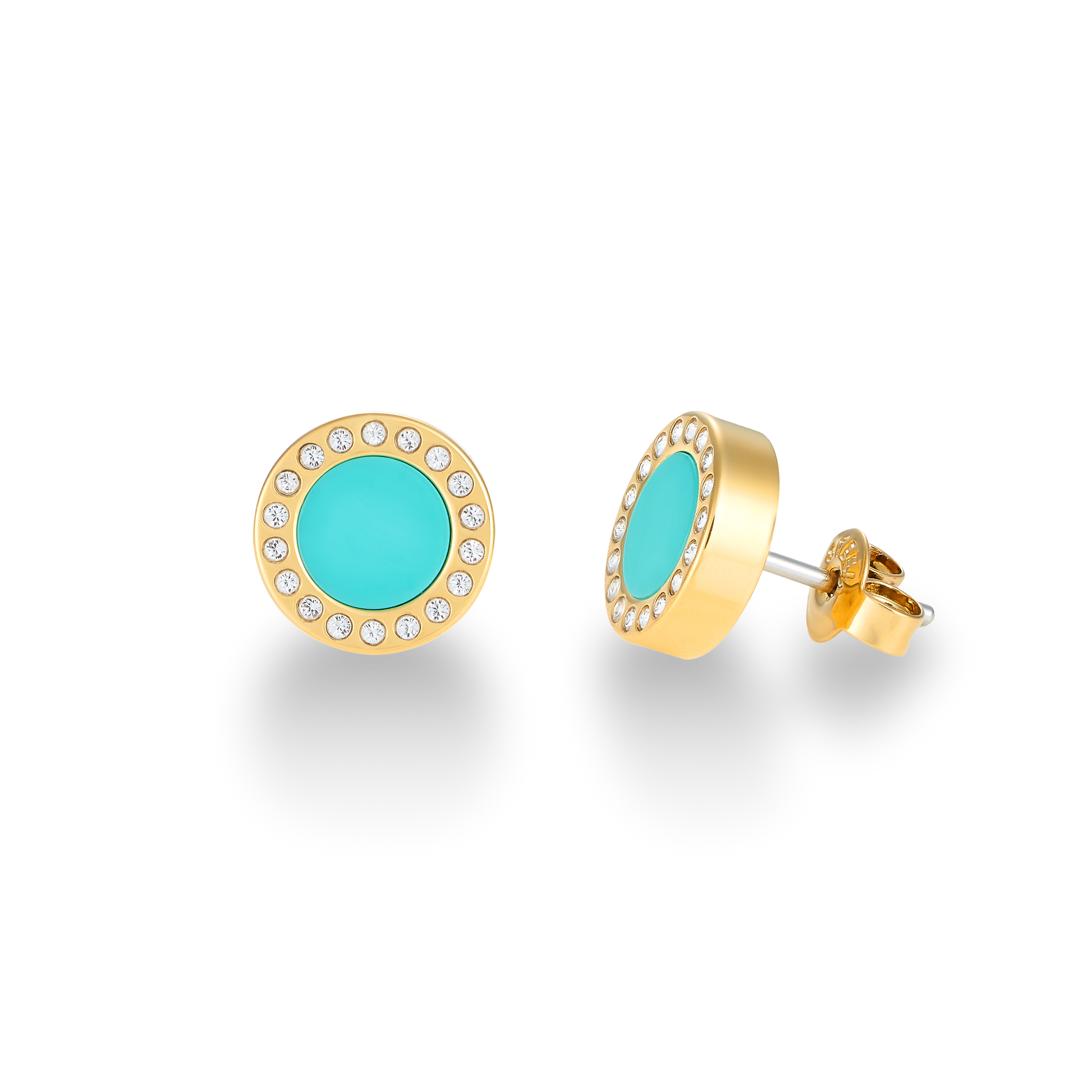 OCEAN TURQUOISE CHIP WITH ZIRCONIA EARRINGS