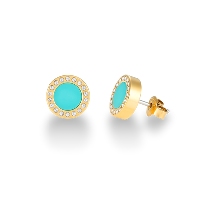 EARRINGS WITH TURQUOISE CHIPS AND CUBIC ZIRCONIA 