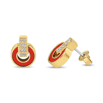 NEREIDA YELLOW GOLD PLATED RED CHIP WITH ZIRCONIA EARRING