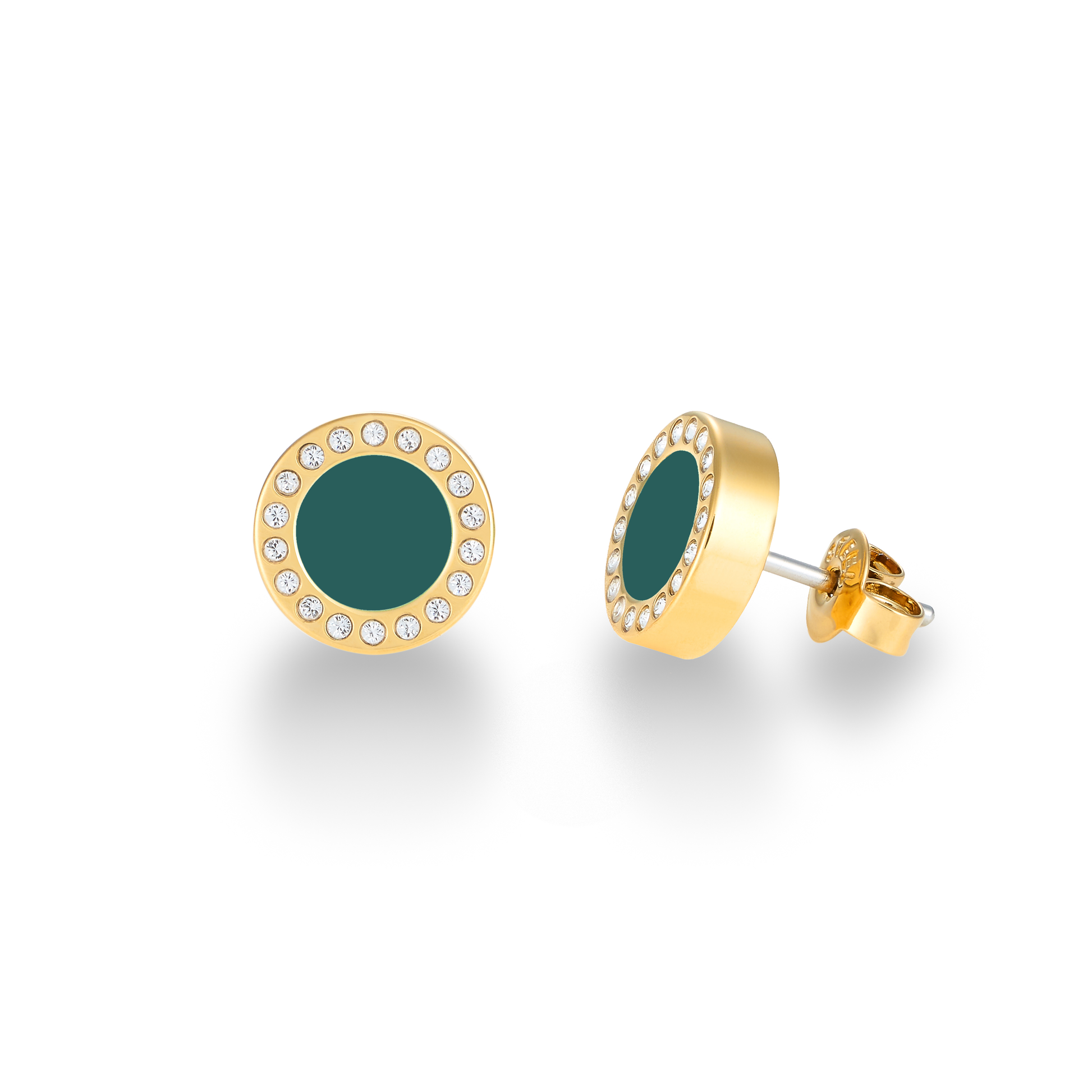 OCEAN GREEN CHIP WITH ZIRCONIA EARRINGS