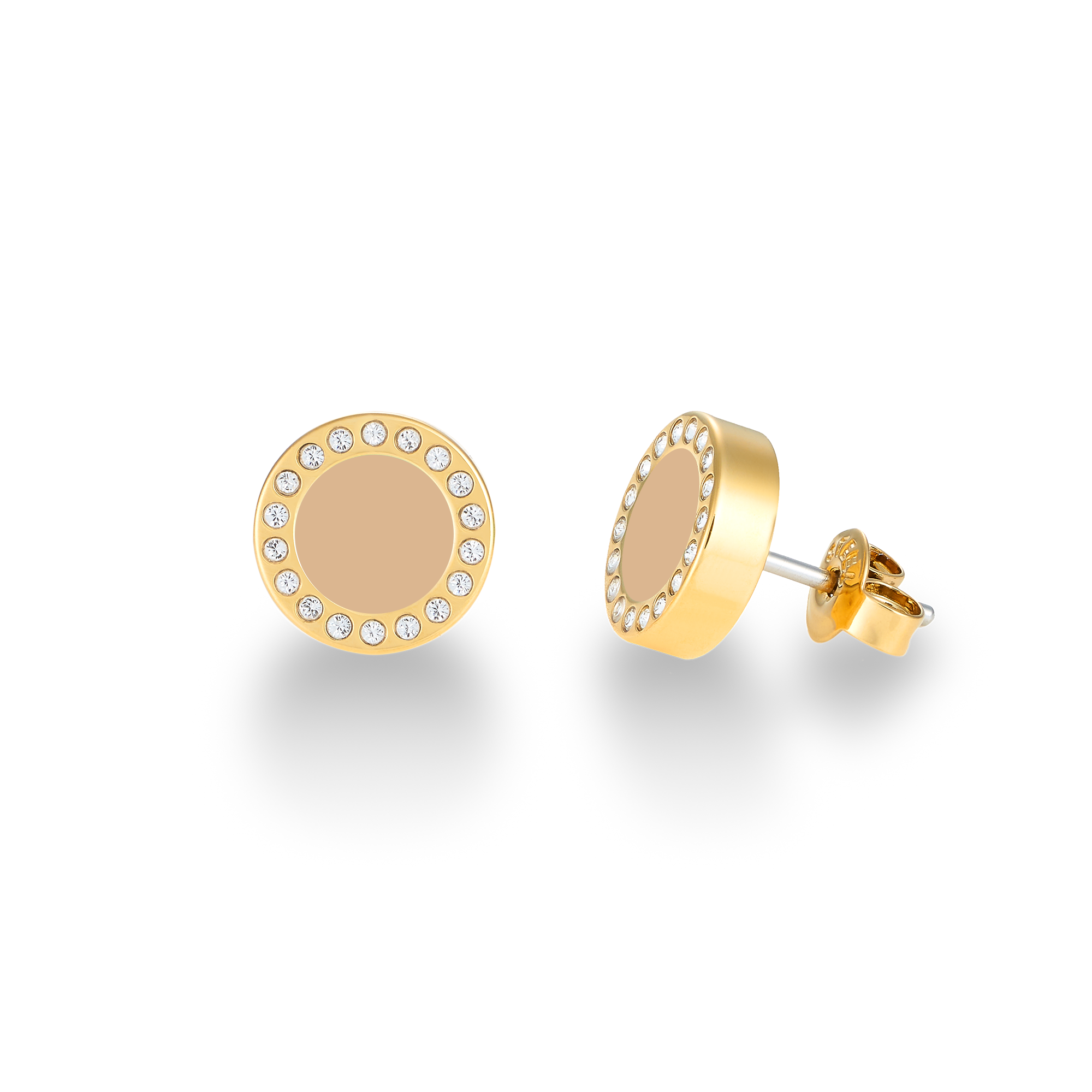 OCEAN BEIGE CHIP WITH ZIRCONIA EARRINGS
