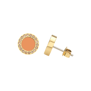 OCEAN APRICOT CRUSH CHIP WITH COLORED ZIRCONIA EARRING
