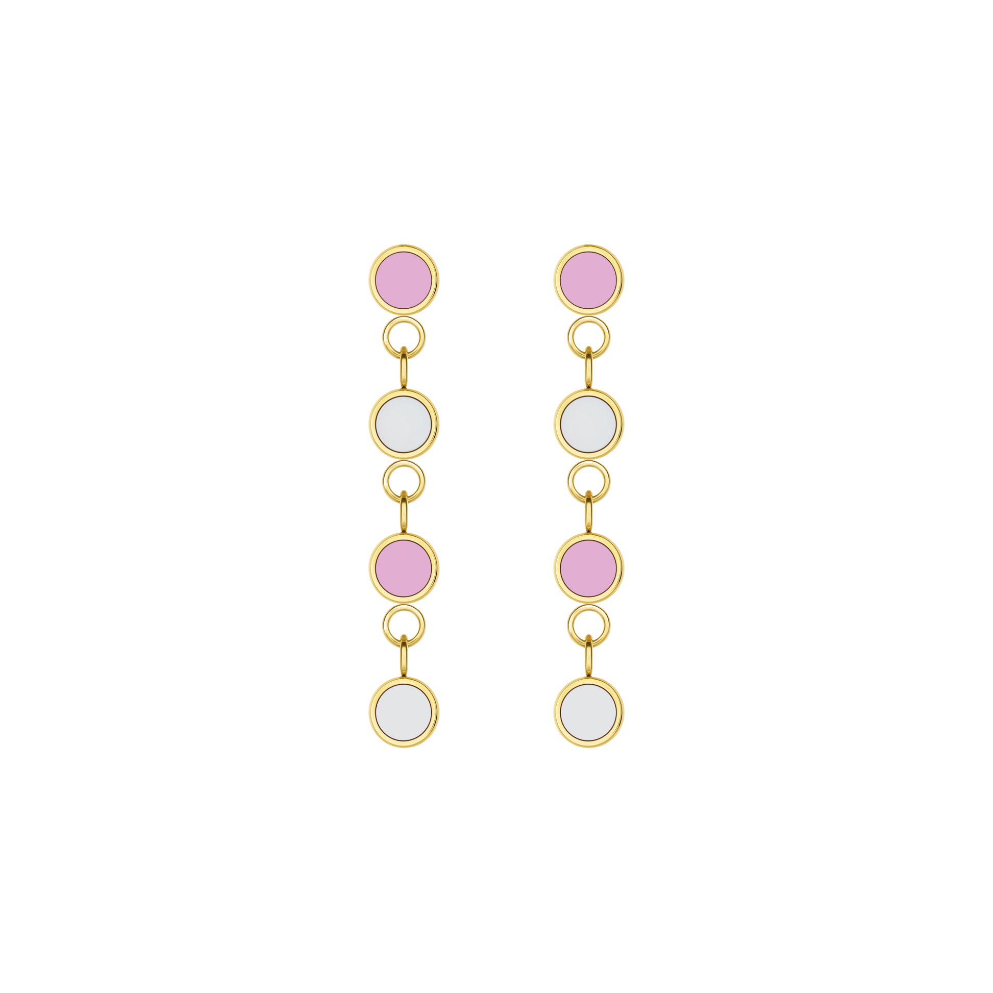 NEW WAVE CASCADE 4 FONDANT PINK AND WHITE CHIPS EARRING