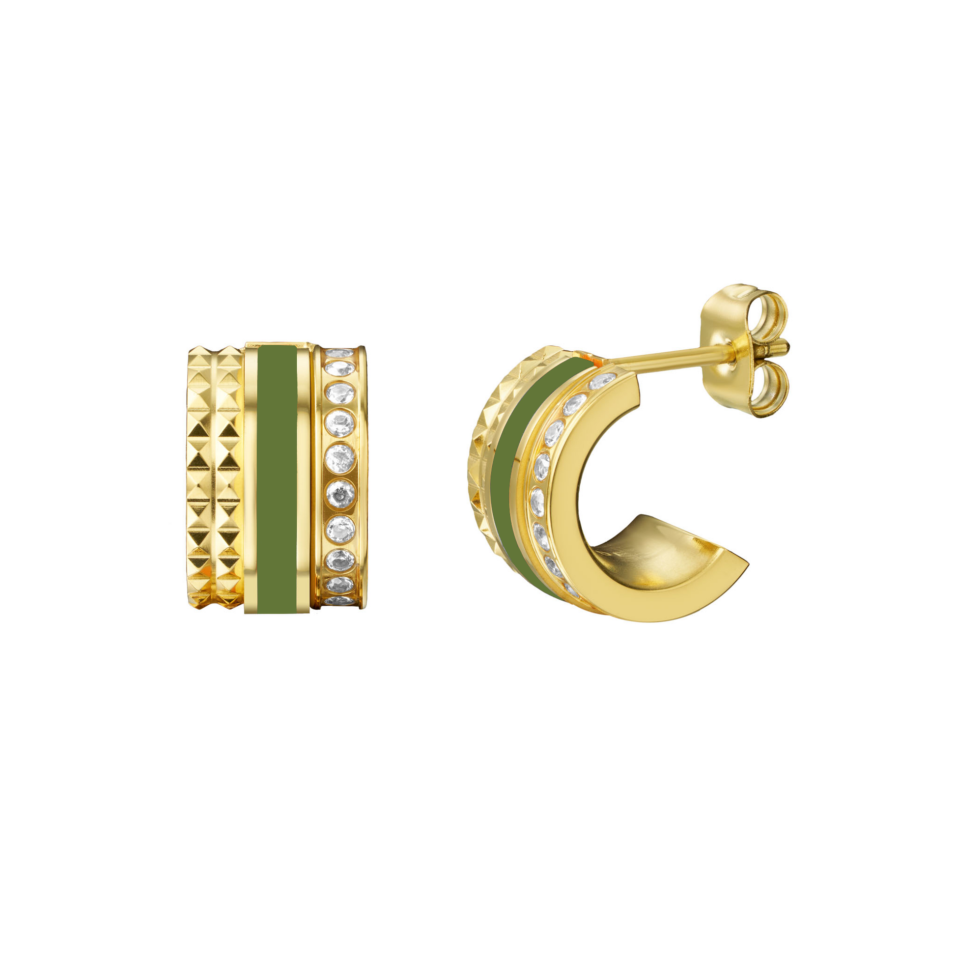 TUBE OLIVE GREEN WITH ZIRCONIA HOOPS