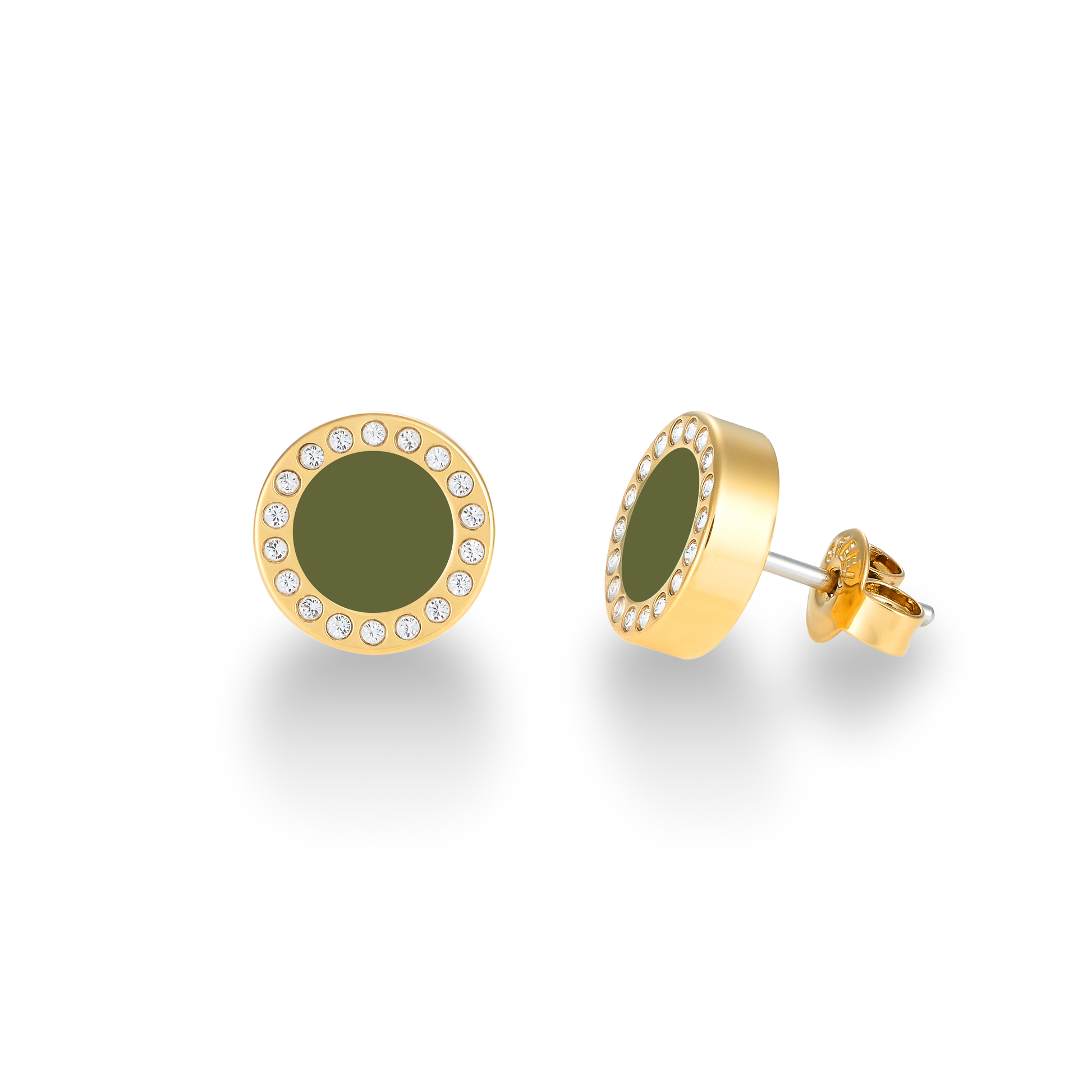 OLIVE GREEN CHIP WITH ZIRCONIAS EARRINGS