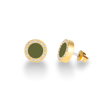 OCEAN OLIVE GREEN CHIP WITH ZIRCONIAS EARRINGS