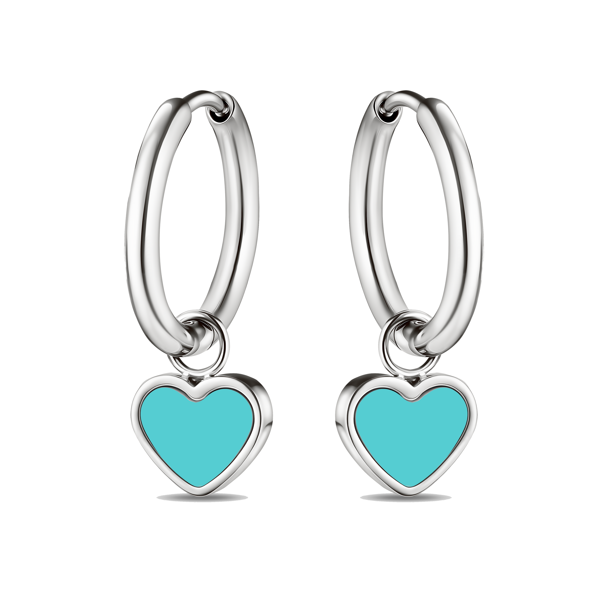 AMARE HOOPS HANGING TURQUOISE CHIP SS 