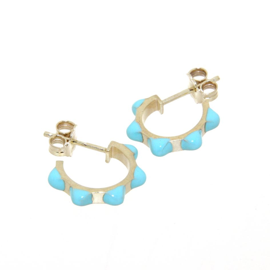 AQUARELLO SPIKY SHAPED EARRING TURQUOISE HOOPS