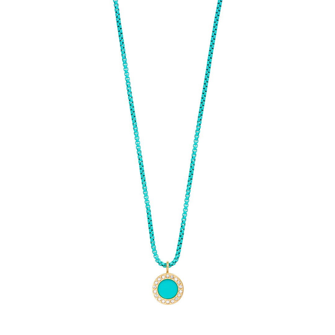 OCEAN TURQUOISE CHAIN TURQUOISE CHIP WITH ZIRCONIA NECKLACE