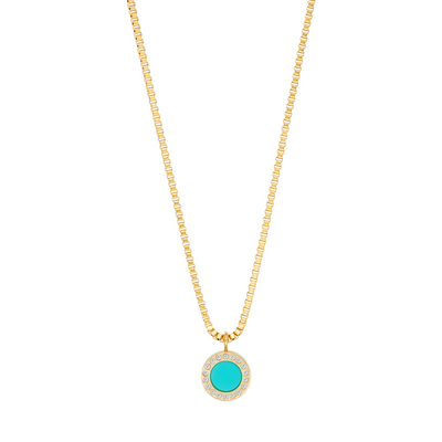 OCEAN TURQUOISE CHIP WITH ZIRCONIA NECKLACE