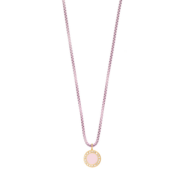 OCEAN PINK CHAIN PINK CHIP WITH ZIRCONIA NECKLACE