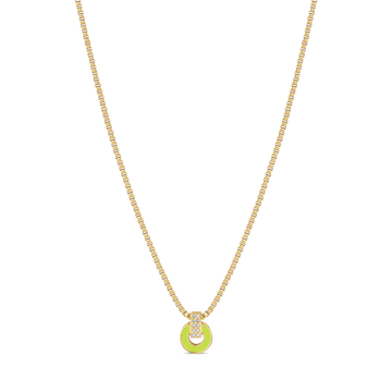 NEREIDA STERLING SILVER 18K GOLD PLATED CHAIN LIME GREEN WITH ZIRCONIA CHIP NECKLACE