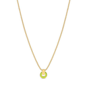 NEREIDA STERLING SILVER 18K GOLD PLATED CHAIN LIME GREEN CHIP NECKLACE 