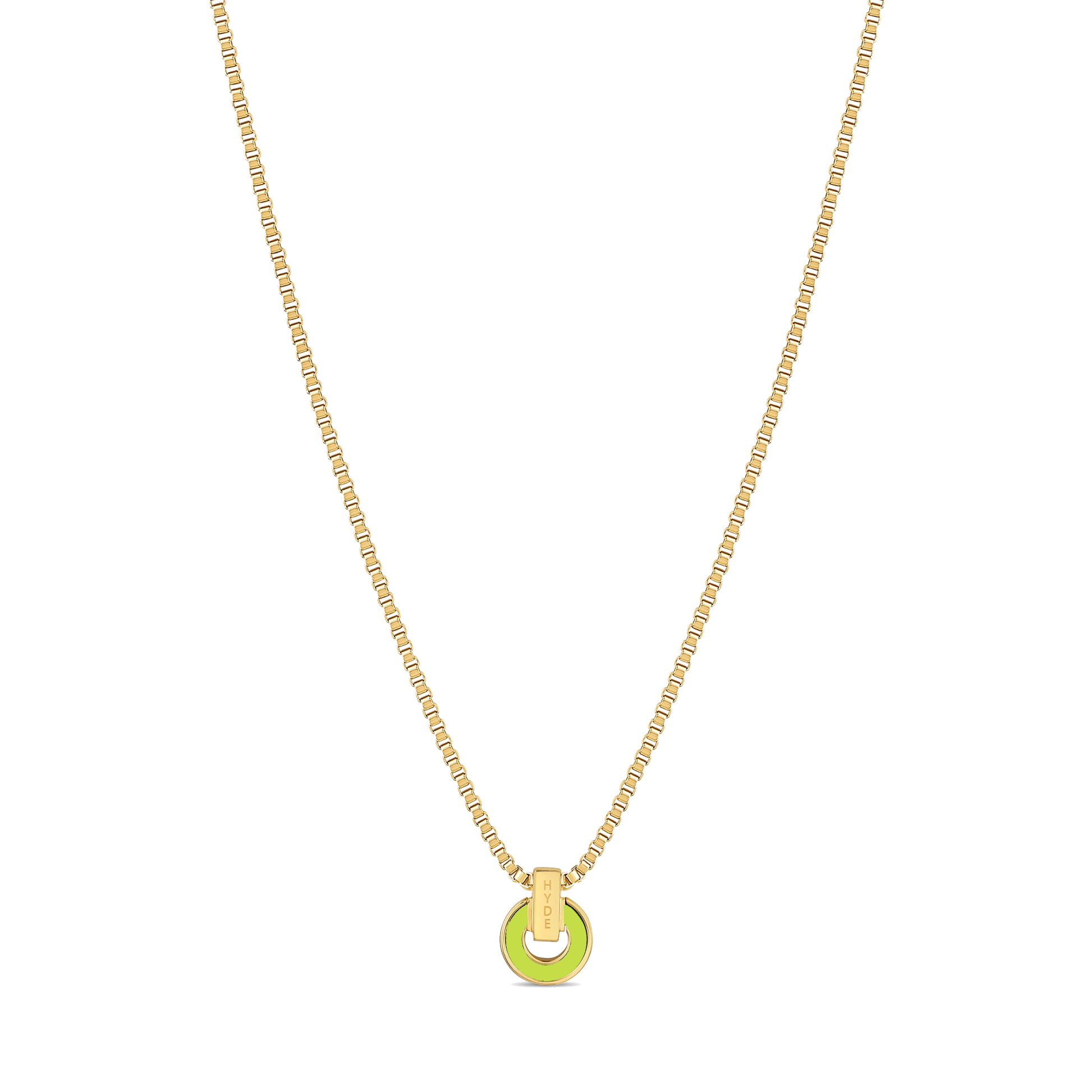 NEREIDA STERLING SILVER 18K GOLD PLATED CHAIN LIME GREEN CHIP NECKLACE 