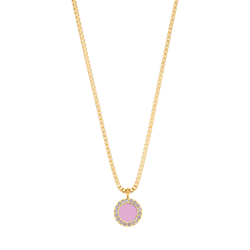 OCEAN FONDANT PINK CHIP WITH COLORED ZIRCONIA NECKLACE