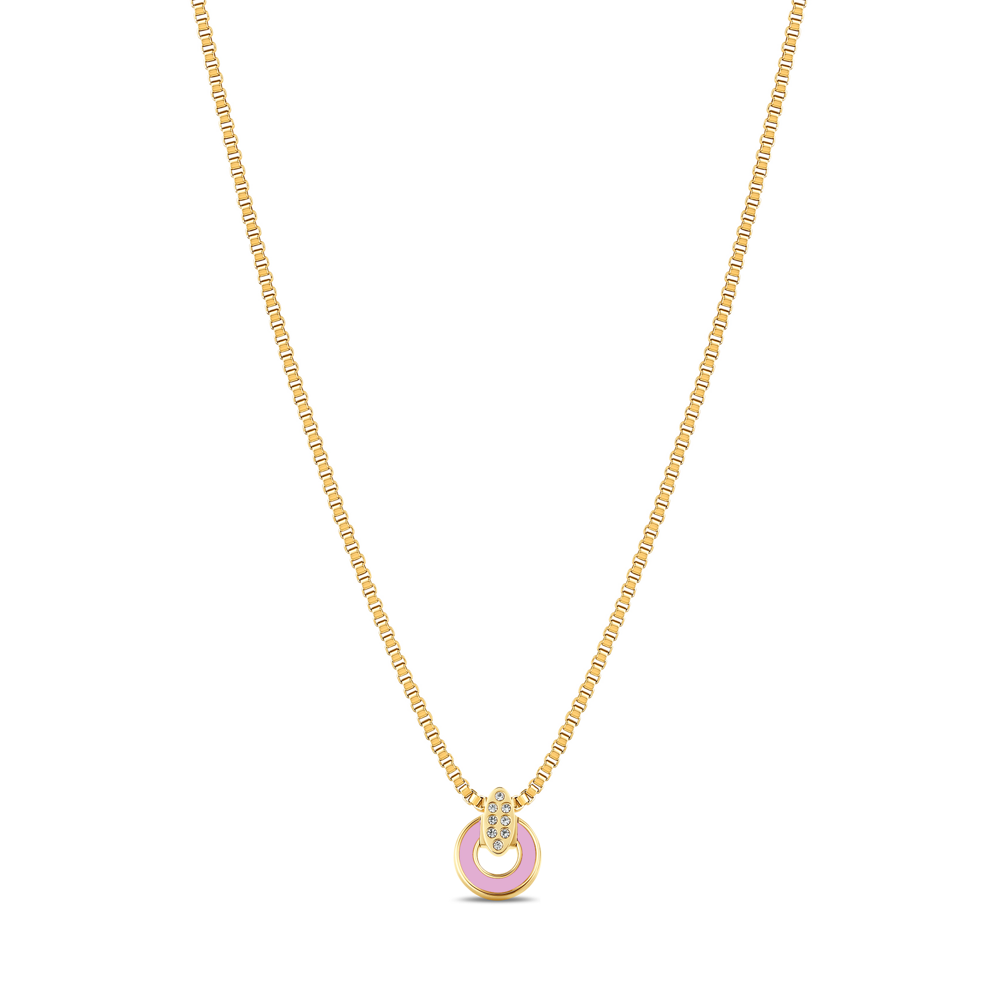 NEREIDA FONDANT PINK CHIP WITH ZIRCONIA NECKLACE