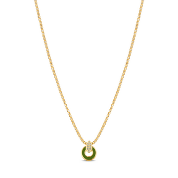 NEREIDA OLIVE GREEN CHIP WITH ZIRCONIA NECKLACE