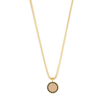 OCEAN BEIGE CHIP WITH BLACK COLORED ZIRCONIA NECKLACE