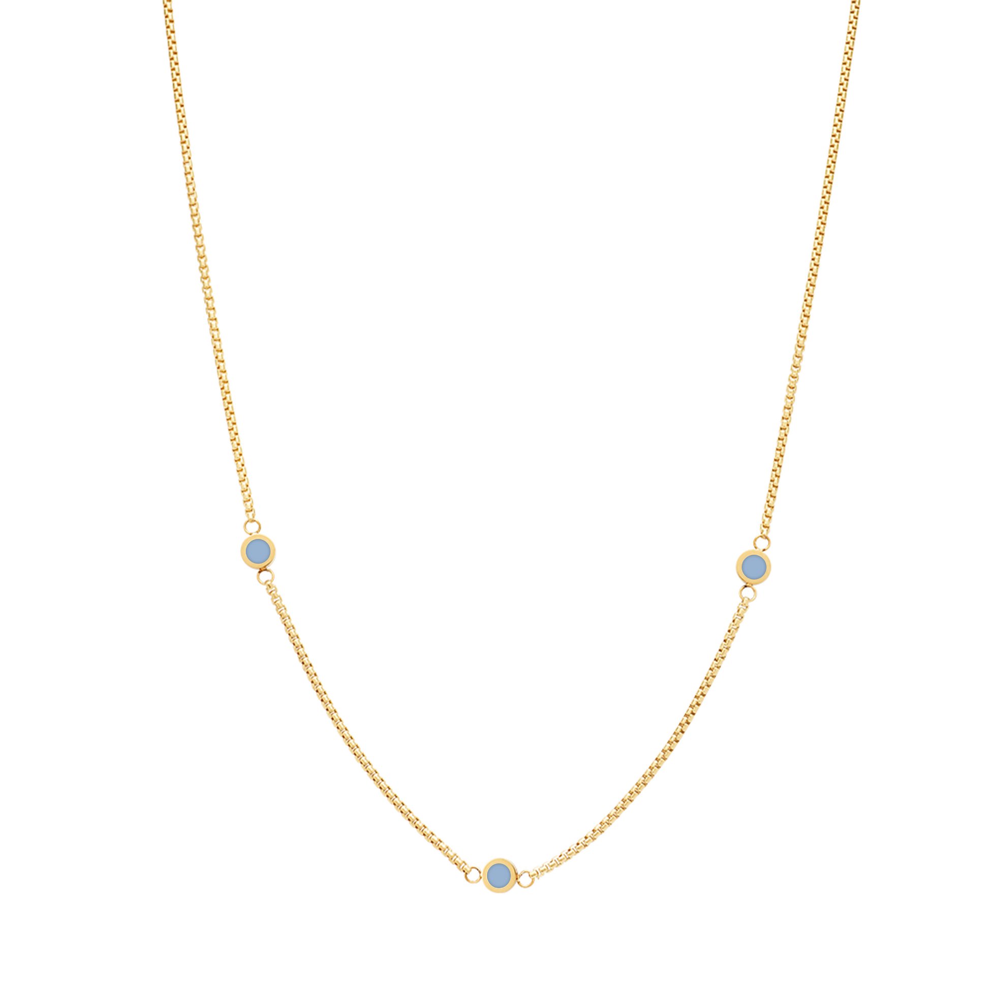 ELEGANT POWDER BLUE 3 CHIPS NECKLACE