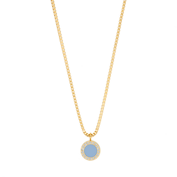 OCEAN POWDER BLUE CHIP WITH ZIRCONIAS NECKLACE