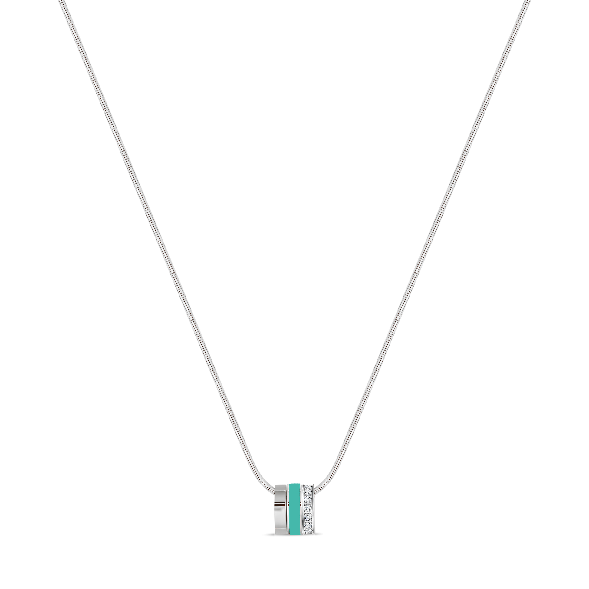 Sterling silver necklace with turquoise and cubic zirconia by Jason Hyde