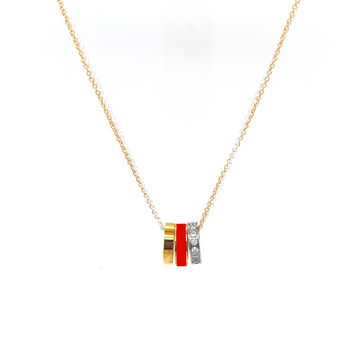 WEWA DOUBLE CHAIN 3 CHIPS RED NECKLACE
