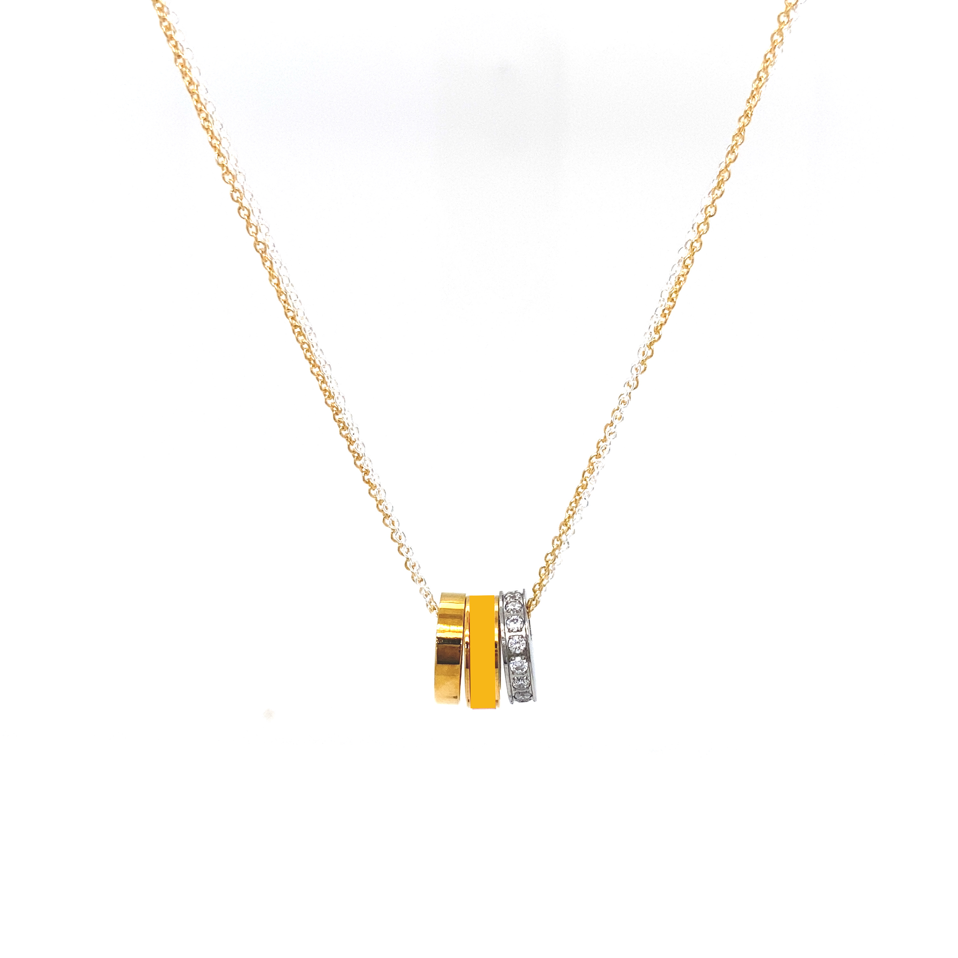 WEWA DOUBLE CHAIN 3 CHIPS SPECTRA YELLOW NECKLACE