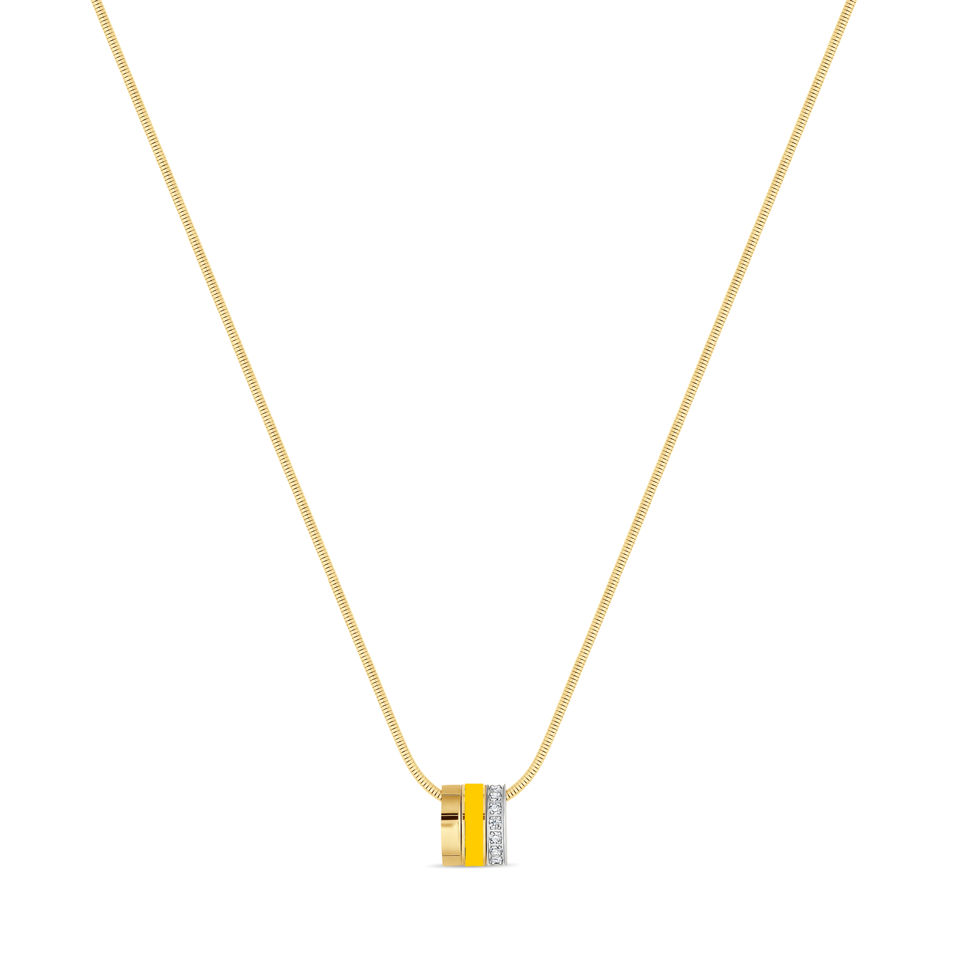 WEWA BOA CHAIN 3 RINGS SPECTRA YELLOW CHIP WITH ZIRCONIA NECKLACE