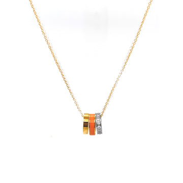 WEWA DOUBLE CHAIN 3 CHIPS ORANGE NECKLACE