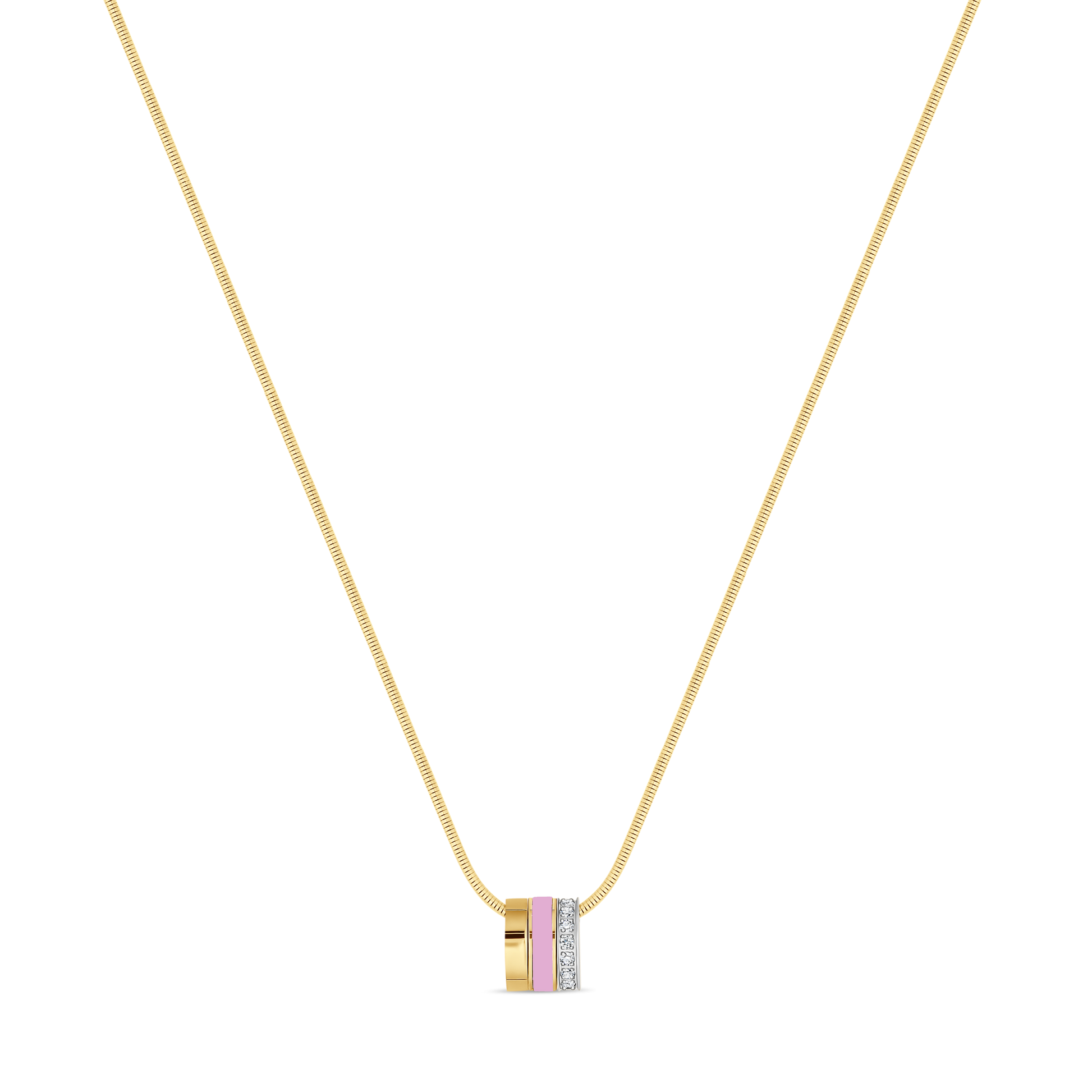 WEWA TUBE FONDANT PINK CHIP WITH ZIRCONIA NECKLACE