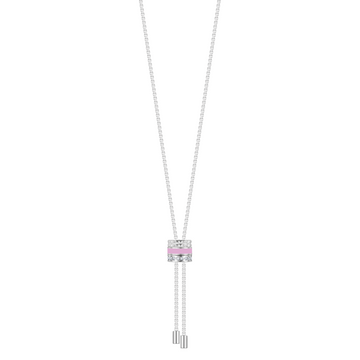 WEWA BOLO TIE TUBE FONDANT PINK CHIP WITH ZIRCONIA NECKLACE