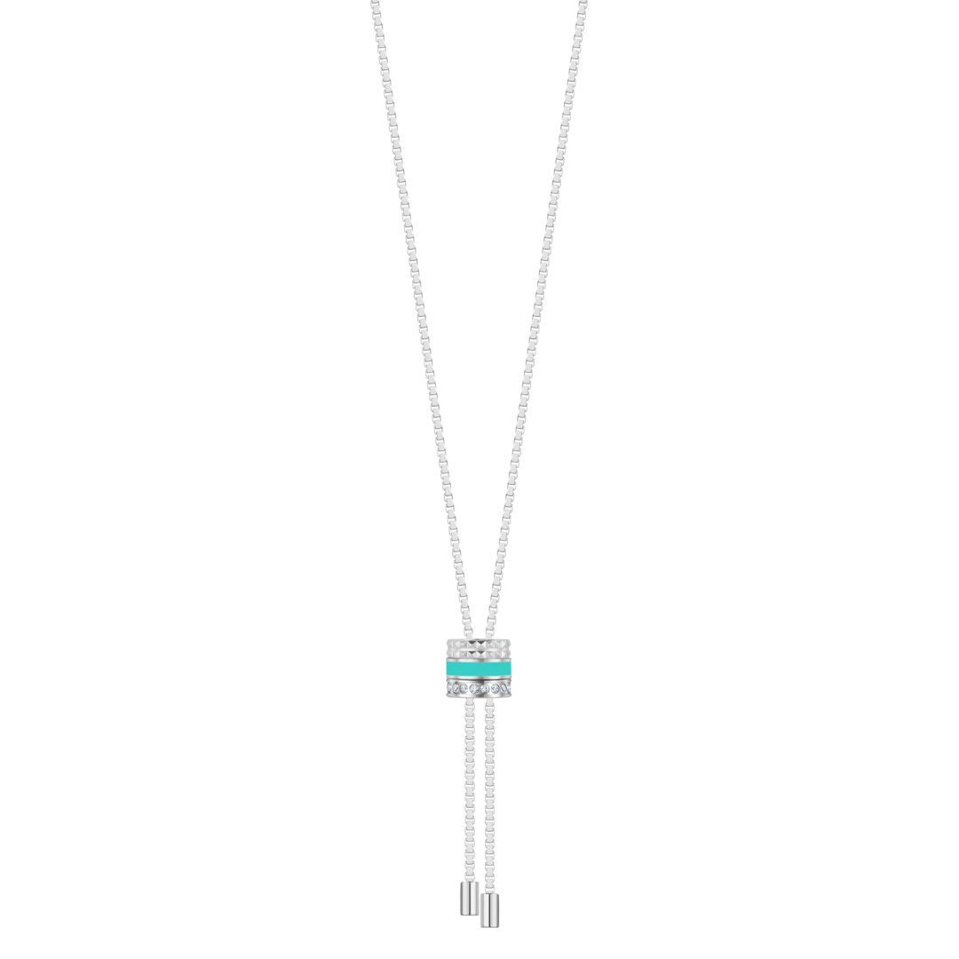 BOLO TIE TUBE TURQUOISE CHIP WITH ZIRCONIA NECKLACE