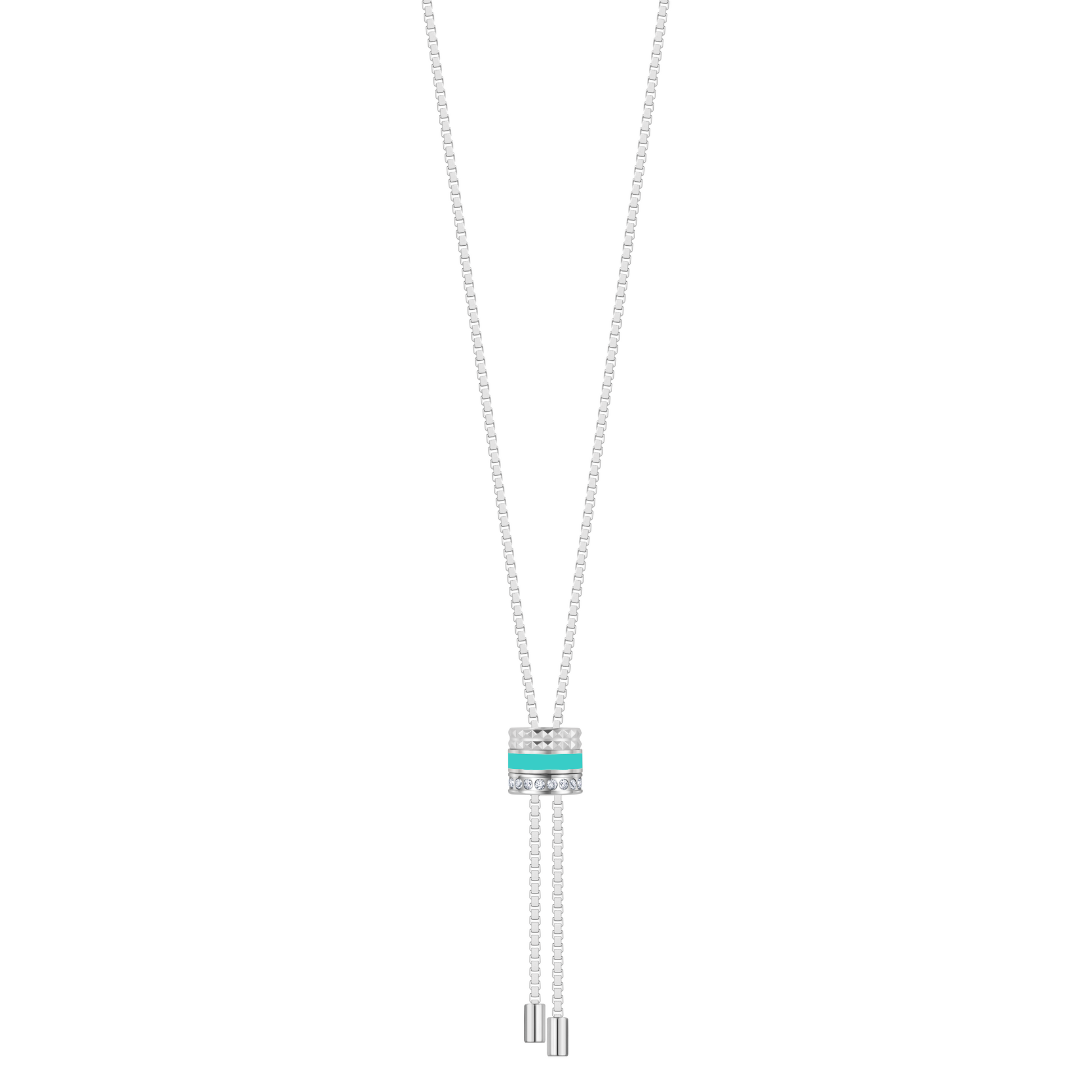 WEWA BOLO TIE TUBE TURQUOISE CHIP WITH ZIRCONIA NECKLACE