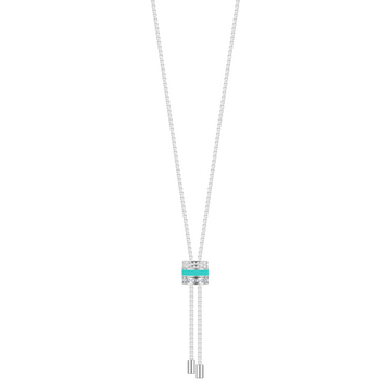 WEWA BOLO TIE TUBE TURQUOISE CHIP WITH ZIRCONIA NECKLACE