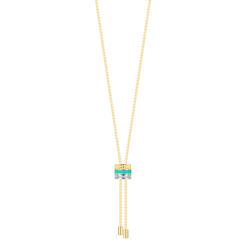 WEWA BOLO TIE TUBE TURQUOISE CHIP WITH ZIRCONIA NECKLACE